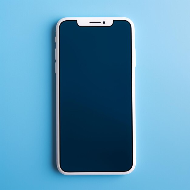 Free photo blank phone screen on blue background