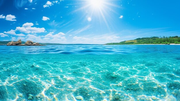 写真 夏の太陽の下で青い水が輝く無料の写真