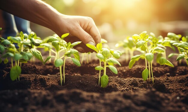 Free photo bowing seeds of plants in farm house