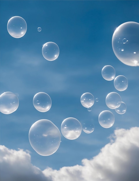 Free photo of bubbles in the blue sky generated by ai