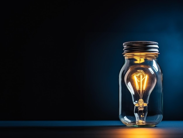 free photo bulb inside glass jar on dark background