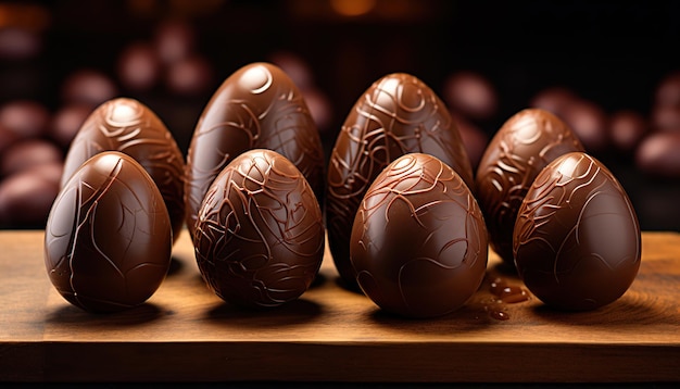 free photo of chocolate eggs on a brown surface