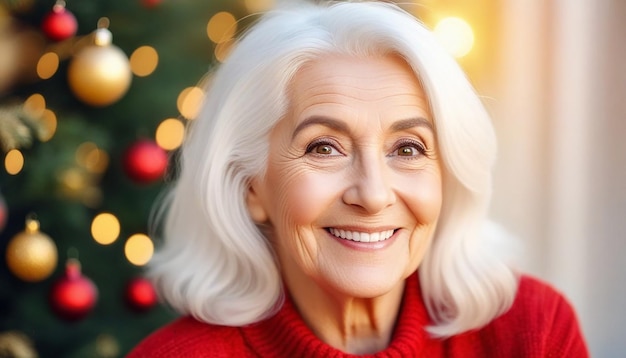 Free photo Christmas cheerful elderly smiling woman