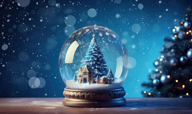 Free Photo christmas tree in glass jar snowball globe