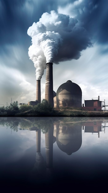 Free photo climate change with industrial pollution generat ai