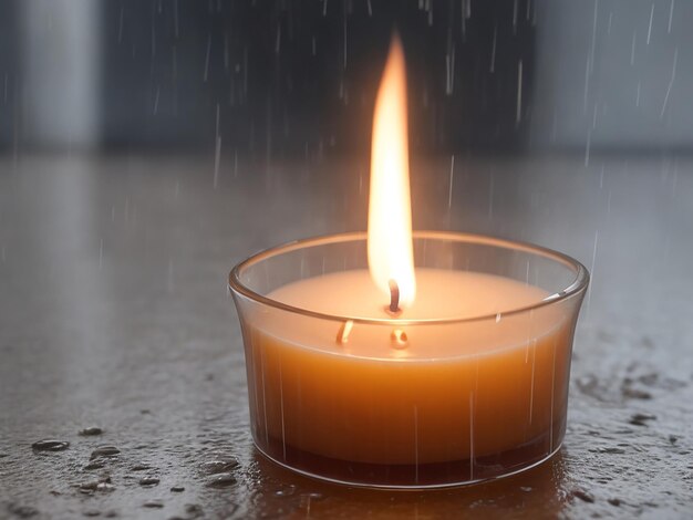 Free photo closeup candle under rain