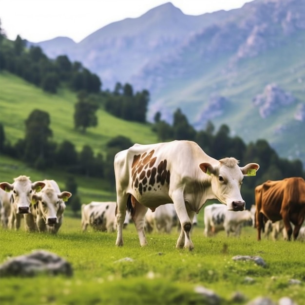 Free photo closeup farm with Group of Cows