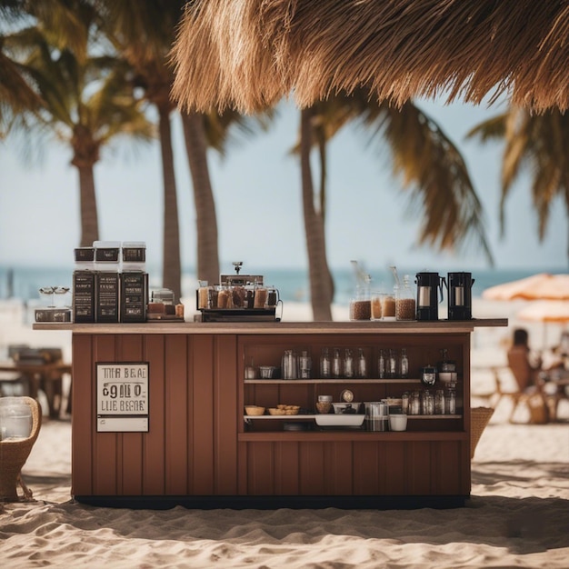 Foto foto gratuito bar del caffè sulla spiaggia carta da parati