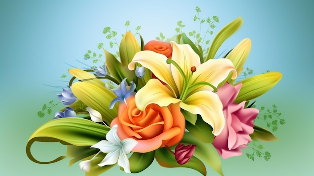 Free photo colorful beautiful spring or summer bouquet of flowers