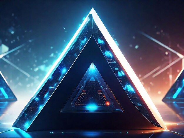 Free photo cool triangular shaped illustration with futuristic scifi techno lightsbackground