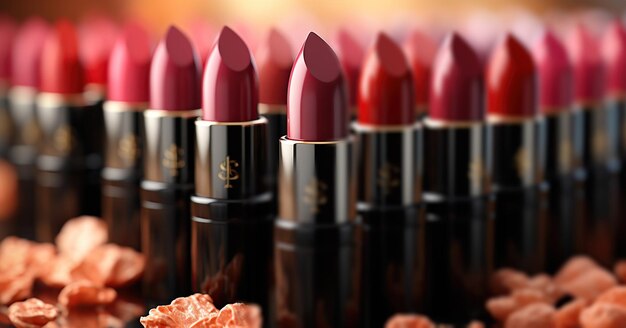 free photo of cosmetics lipsticks lined up for holiday season campaign