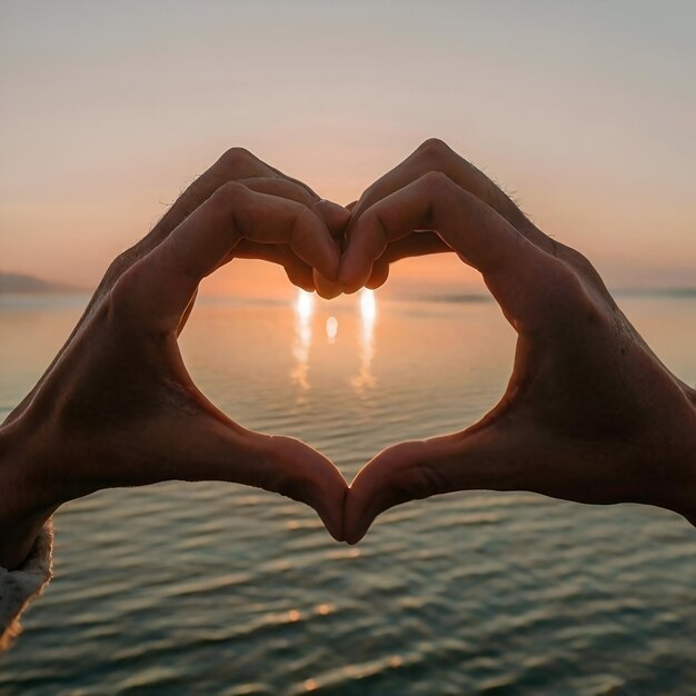 Foto fotografia gratuita di una coppia che fa cuore con le mani happy valentine's day ai generato