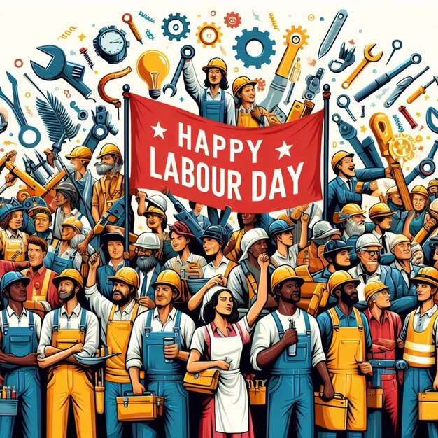 Photo free photo creative labor day banner composition