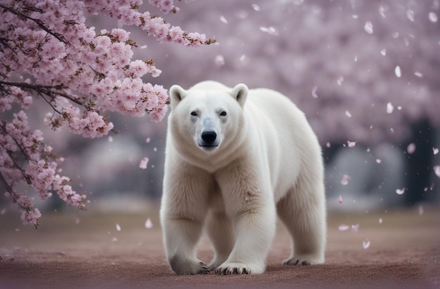 Free photo cute arctic mammal looking at camera in snow generative ai