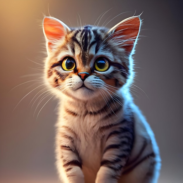 슬픈 얼굴 생성 AI를 가진 귀여운 아기 고양이 무료 사진