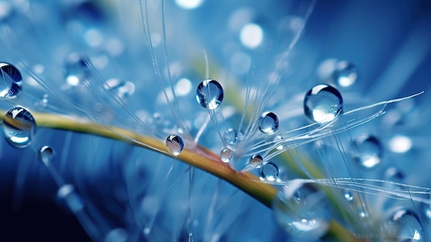 free photo Dandelion Seeds in droplets of water AI Generated Image