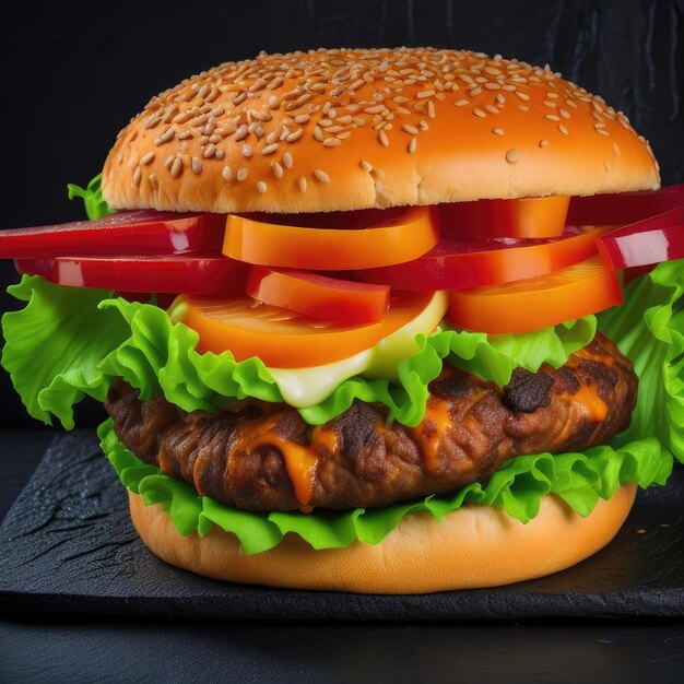 free photo delicious hamburger with on table