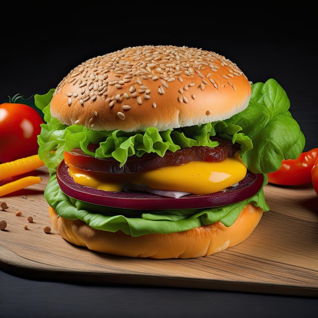 free photo delicious hamburger with on table