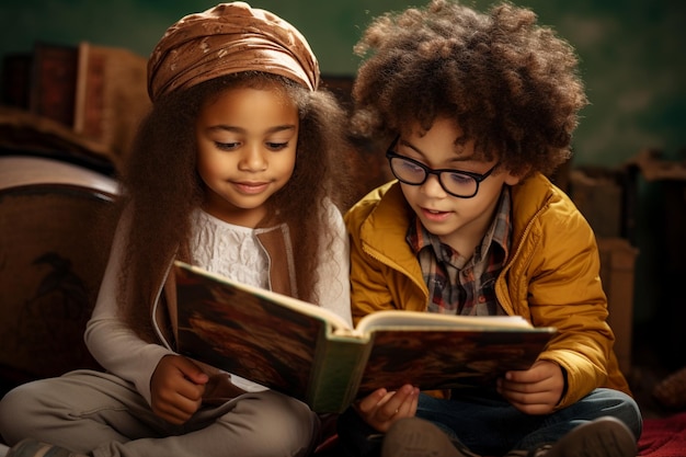 Photo free photo diverse kids reading books