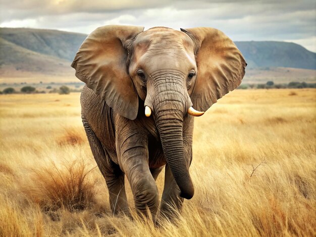 Free photo of Elephant running on grass