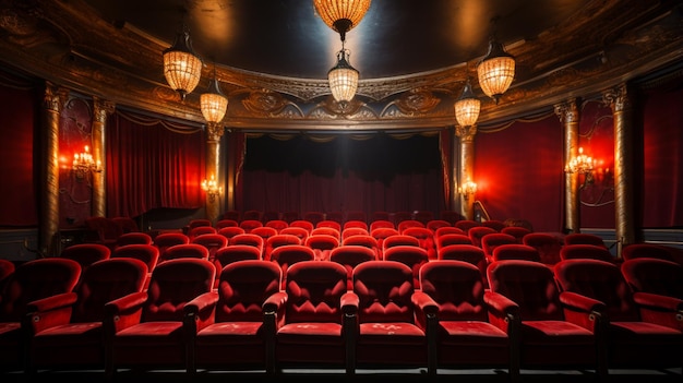 無料の写真 空の赤い映画館の椅子