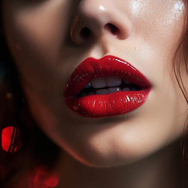 Photo free photo extreme close up red full very beautiful lips gloss woman very nice atmospheric light