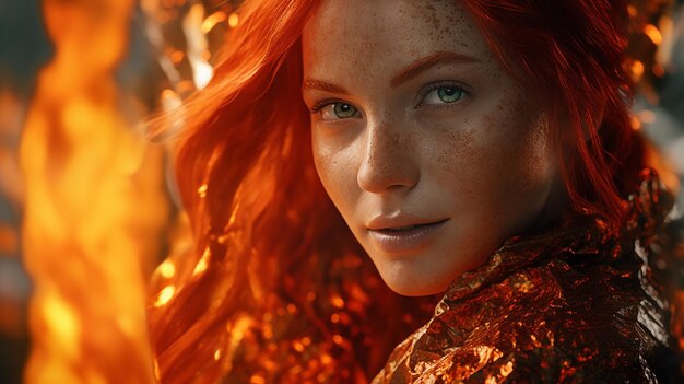 a free photo of fire girl