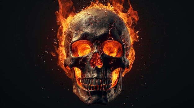 a free photo of fire skull