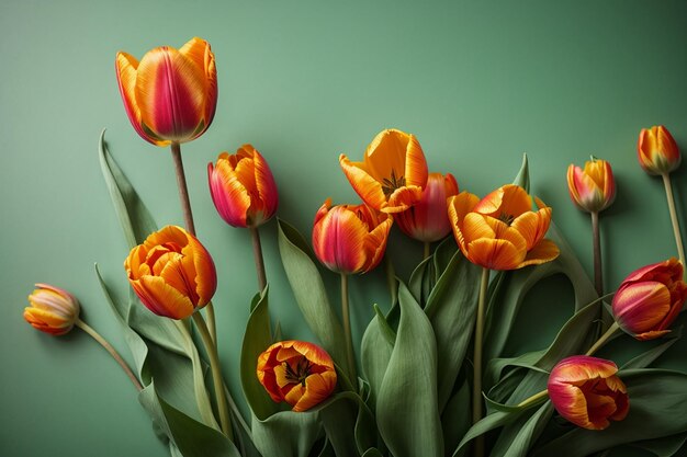 Free photo flower product backdrop with tulip in green