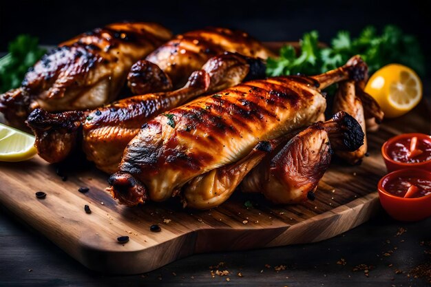 写真 新鮮なグリル bbq チキン