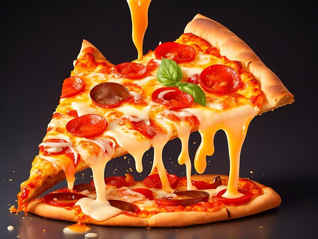 Бесплатная фотография свежевыпеченной пиццы на деревянном столе, сгенерированной ai