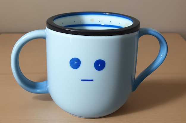 Free photo front view of sad mug with light box for blue Monday