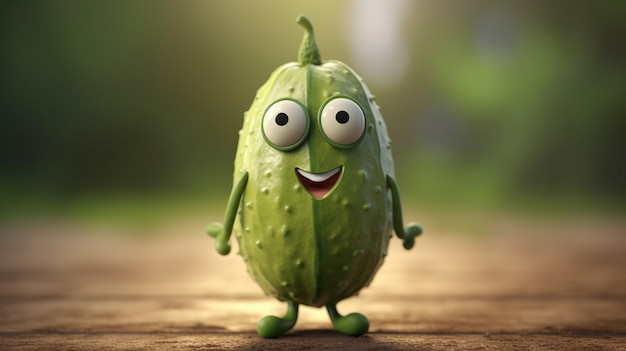 a free photo of green vegetable 3d character