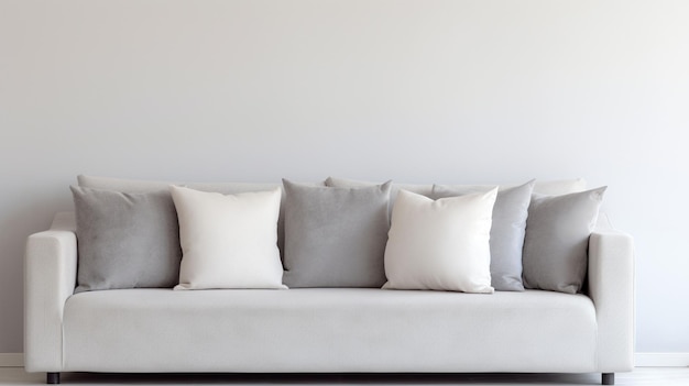 Фото бесплатно серая подушка над белым диваном
