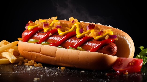 Foto foto gratis di hot dog di manzo alla griglia con snack al ketchup