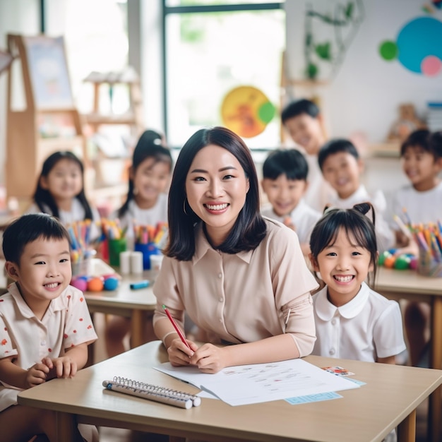 Free photo group of kids paying attention to class