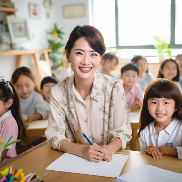 수업에 집중하는 아이들의 무료 사진 그룹