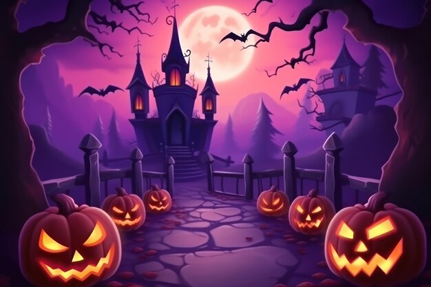 Free photo halloween decoration with pumpkins for social media