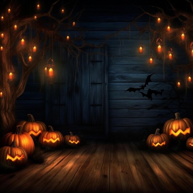 Free photo halloween wallpaper with evil pumpkins