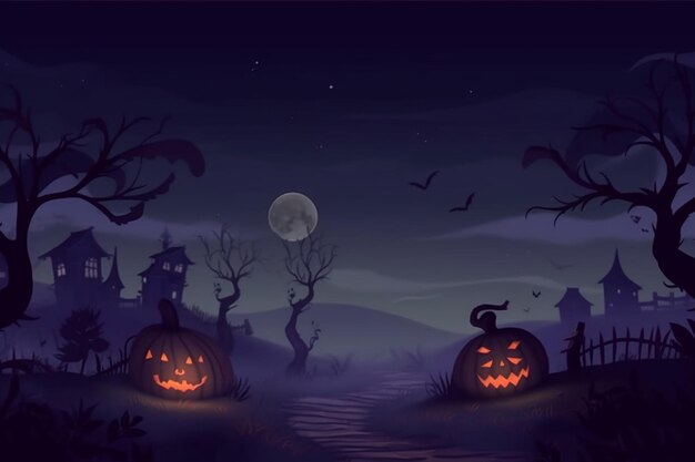 Free photo halloween wallpaper with evil pumpkins