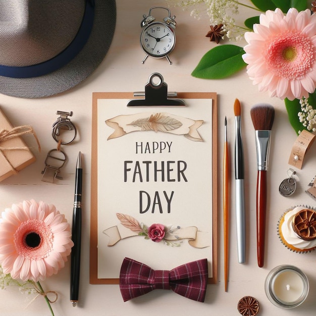 Free Photo Happy Father Day Within Flower Decoration Background