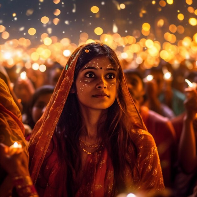 행복한 힌두교 인디언들이 디발리 날에 디파를 밝히고 있습니다.