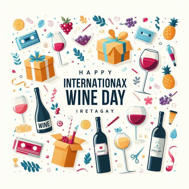 Photo free photo happy international wine box celebration