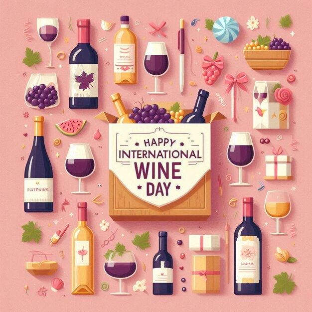 Photo free photo happy international wine box celebration