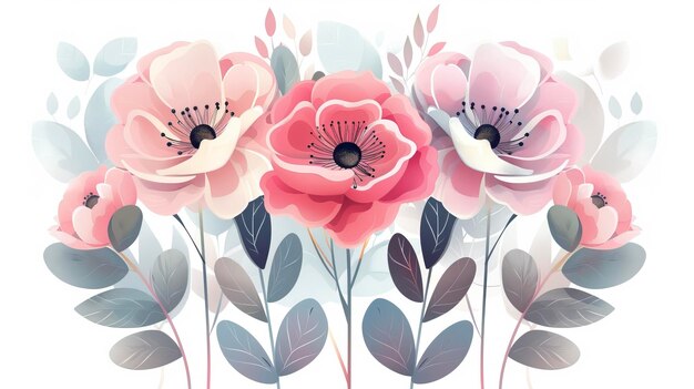 Free Photo of Happy Mothers Day This imported vector design features pink and white flowers