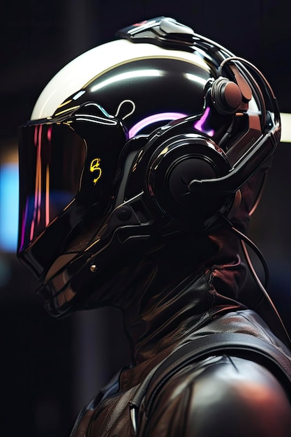 Free photo hightech helmets on humanoid being generative ai