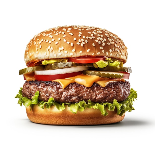 Free Photo humburger cheese burger on white background