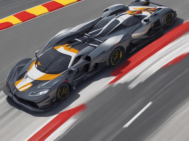 Free photo of a hyperrealistic rendering of a super car on a racetrack