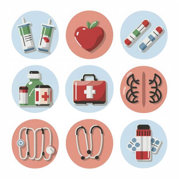 Free Photo Illustrated medical stickers set