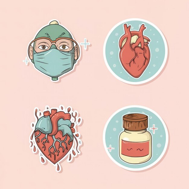 Photo free photo illustrated medical stickers set